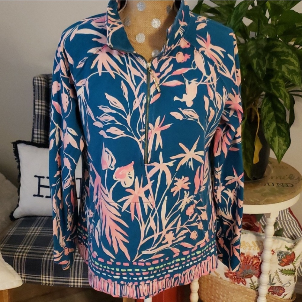 Lilly Pulitzer Blue and Pink Floral Top